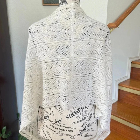 Cream Infinity Scarf Herringbone Super soft Bohemian Cottage core Classic - Picture 3 of 8
